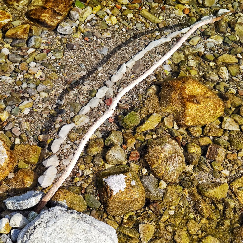 Landart at a mountain river